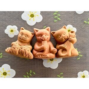 Vintage Handmade Mini Cat Figures (Set Of 3)
